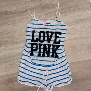 Vs pink LOVE PINK romper shorts tie set